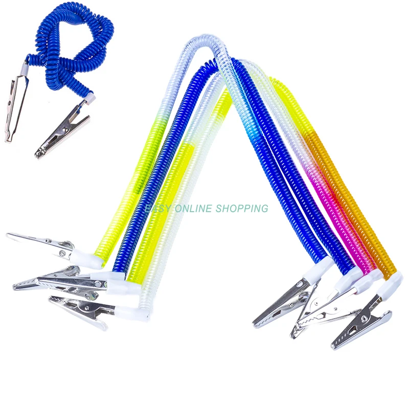 4Pcs Dental Patient BiB Clips Chains Napkin Holder Blue Dentist Coil Plastic Dental materials tools