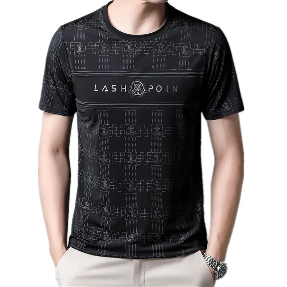 

New Summer Ice Silk Non Iron Short Sleeved T-Shirt Men's Summer Fashion Casual Top