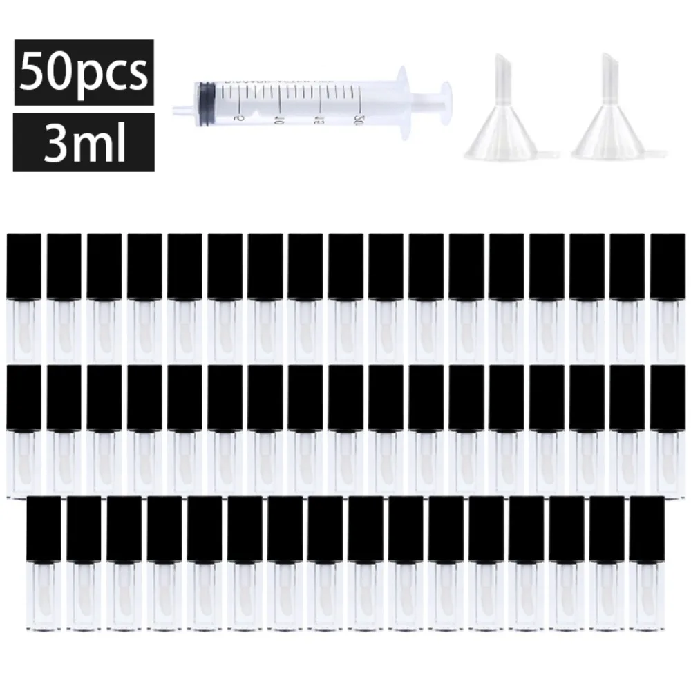 

50PCS 3/6/8ML Empty Clear Mini Lip Gloss Tube Refillable Lip Balm Cosmetic Travel Gloss Container with Lid for Lipstick Samples