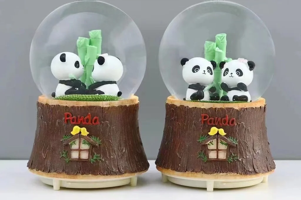 

Cute moving cute Panda snow globe lighted gift toy for kids decor cute animated valentine's day birthday birthday