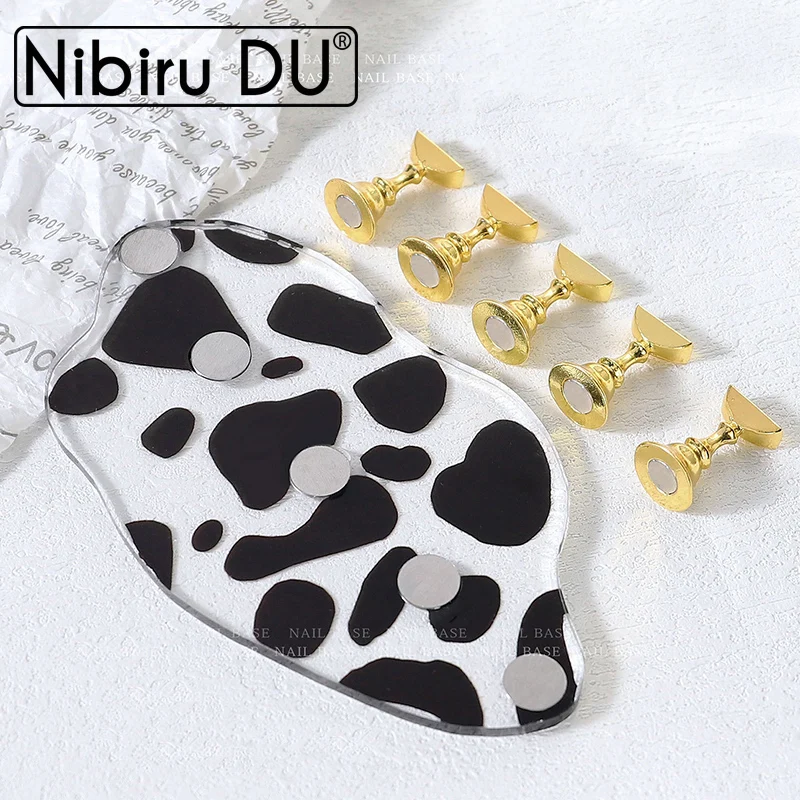 

10PCS Cow Showing Shelf Nail Practice Nail Tray Acrylic Nail Display Base Nail Tray Palette
