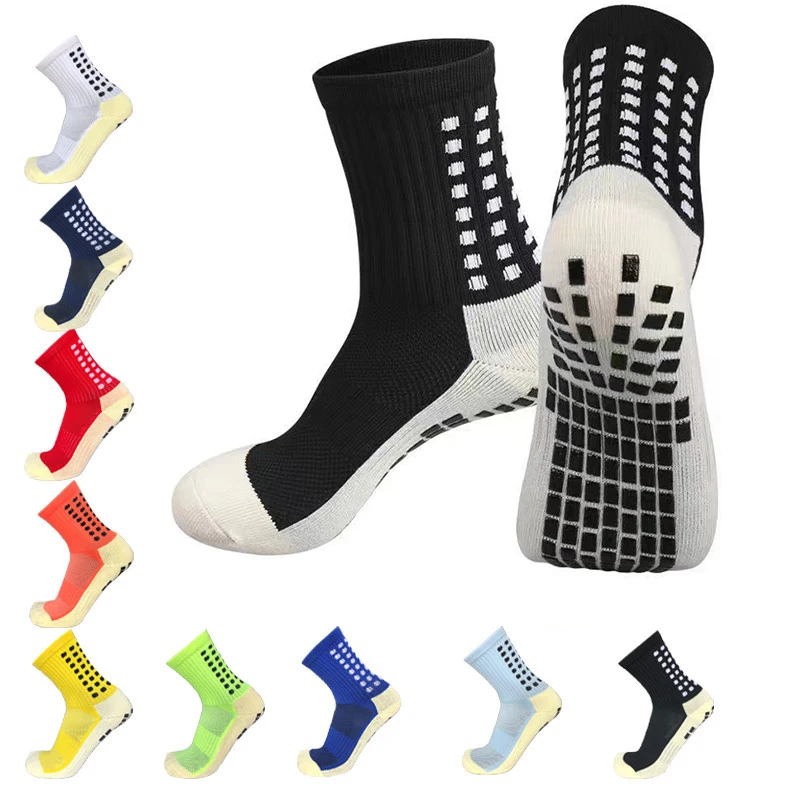 

Absorb Sweat Outdoor Football Socks Anti Slip Soccer Sports Men Womens Sport Socks Square friction Film Thickened Towel Bottom