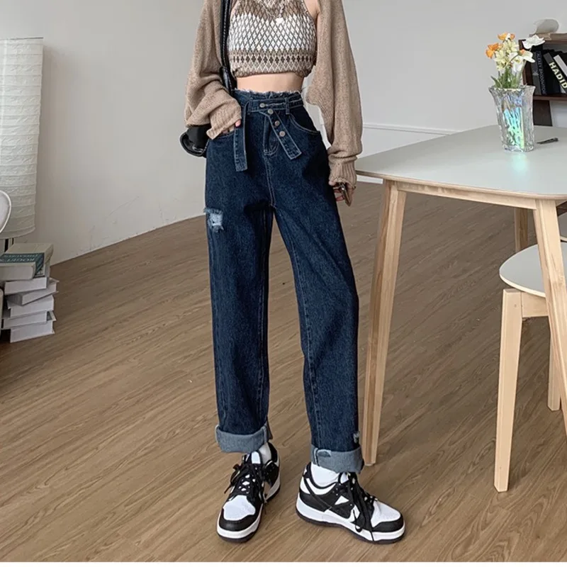 Vintage Jeans Women 2022 Female Clothing Streetwear Women's Pants Y2k Korean Fashion Baggy Woman Clothes High Waist Ripped Harem