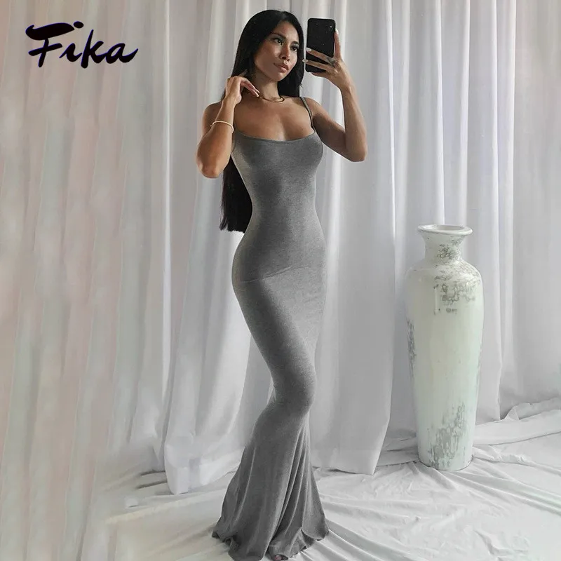 

Spaghetti Strap Sleeveless Backless Maxi Dresses Women 2022 Y2k Summer Elegant Streetwear Party Clothing Sexy Outfits Sundress