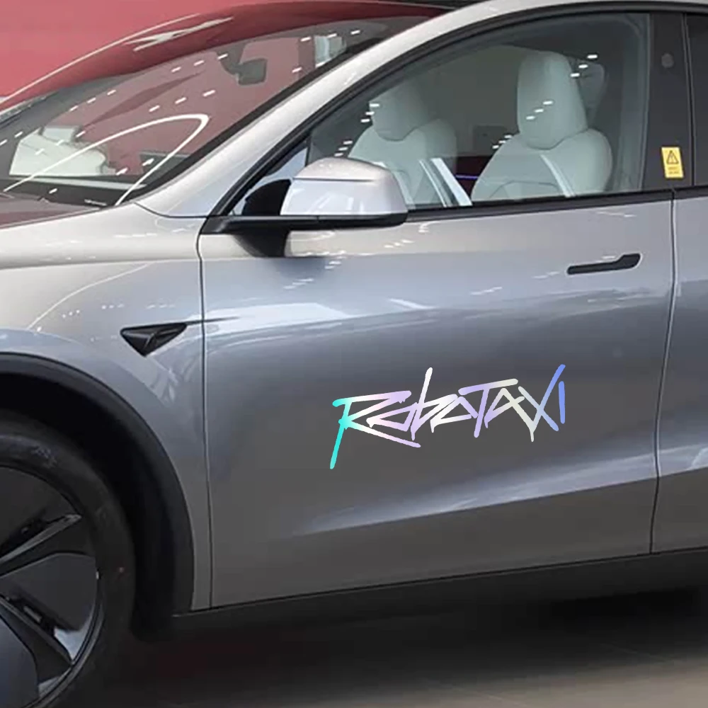 Фото Водонепроницаемая наклейка PET Robotaxi для Tesla Model 3 Y S X 2026 2025, 20x7см/50x18см, на заказ, для кузова, внешние аксессуары №5
