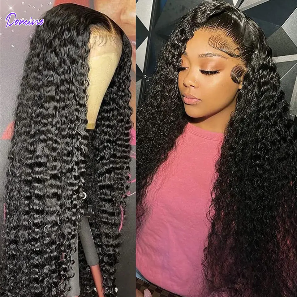 Deep Wave Frontal Wig Human Hair Lace Front Wigs Brazilian Kinky Curly For Black Women Closure Transparent Lace Frontal Wig