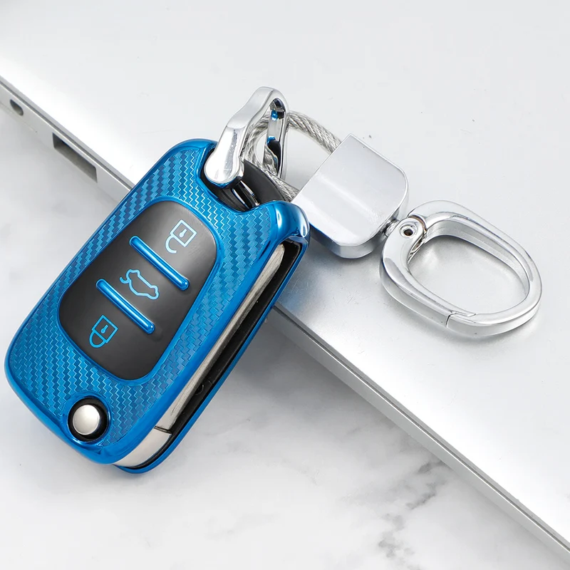 

Новый чехол для автомобильного ключа из углеродного волокна ТПУ для Kia Ceed Picanto Sportage для Hyundai i30 ix35 чехол для автомобильного ключа умный держат...