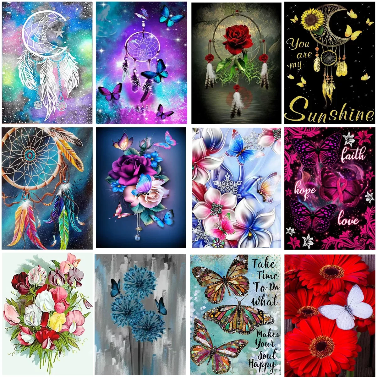

2022 5d Diy New Diamond Painting Butterfly and Flower Cross Stitch Embroidery Set Garden Full Rhinestone Mosaic Home Decoration
