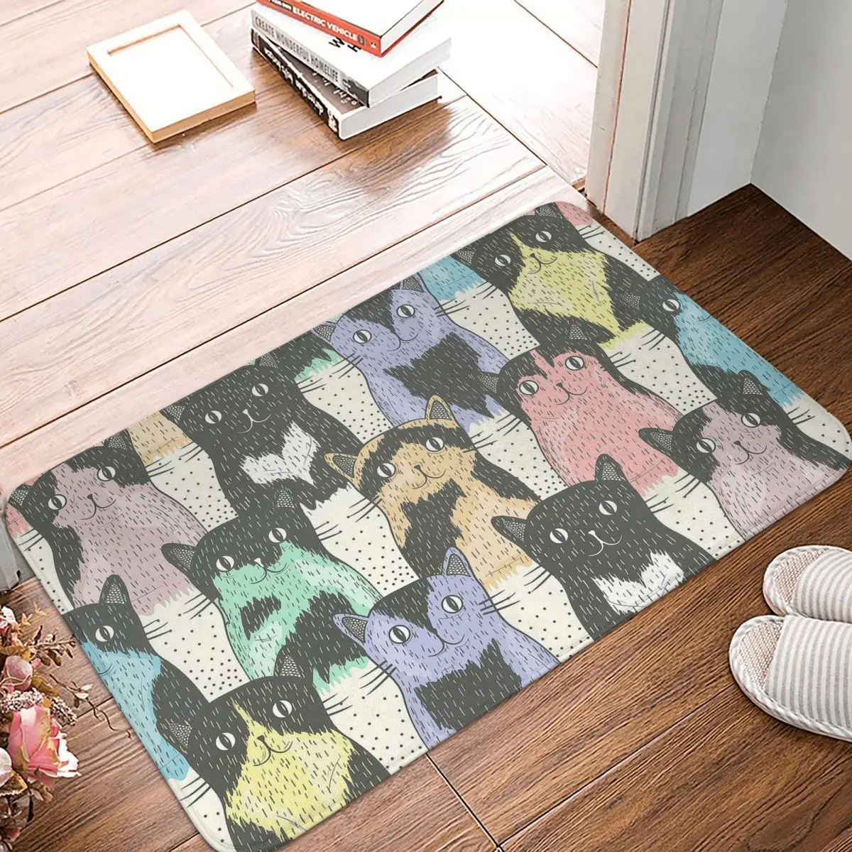 

Cat Meek Haughty Languor Vivacious Sprout Non-slip Doormat Bath Mat Colorful Floor Carpet Welcome Rug Indoor Decor