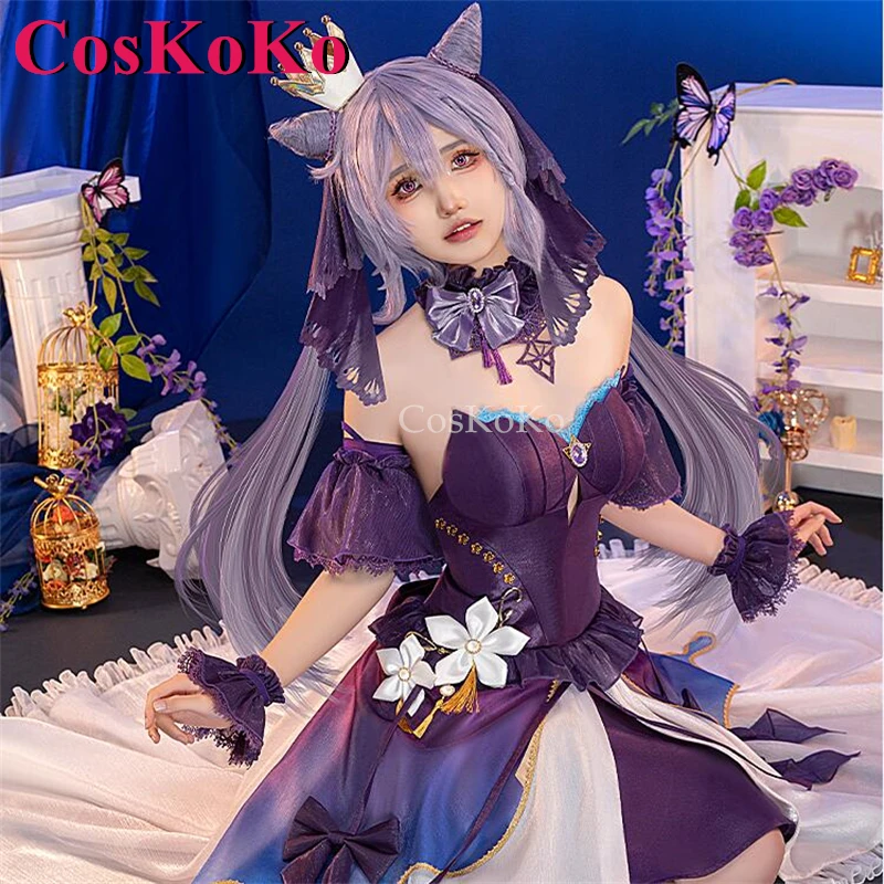 CosKoKo Keqing Косплей Игра Genshin Impact Костюм Вечерние Великолепное Милое Вечернее Платье
