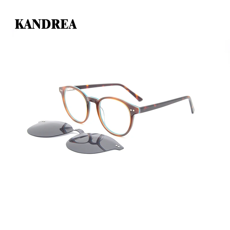 KANDREA Round TR Glasses Frame Women Brand Design Men Multicolor Magnetic Clip Sunglasses Vintage Optical Myopia Eyewear G5117