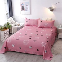 home textile bed sheets lovely pink kitten cat flat sheet single double queen king size bedspread soft bed linens