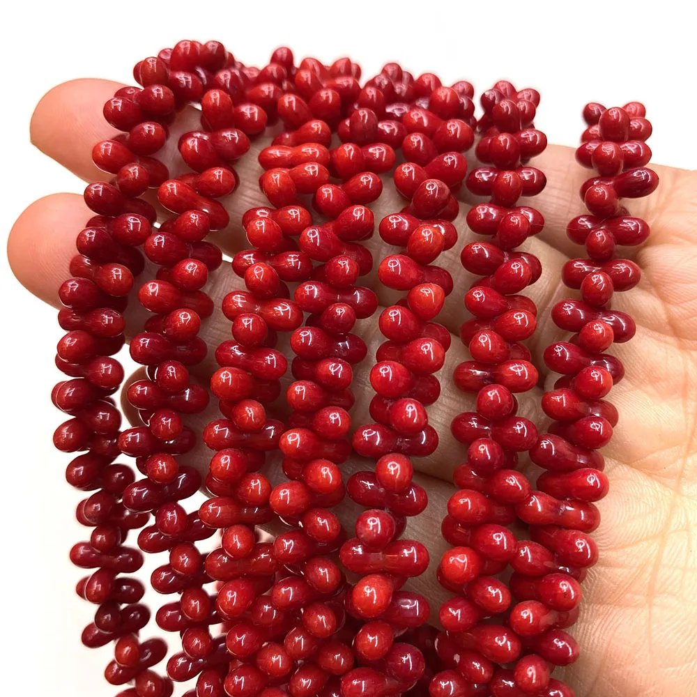 

Peanut Shape Sea Bamboo Imitation Red Coral Semi-Precious Beads 4x9mm Small Hole Beads DIY Making Earrings Bracelet Necklace