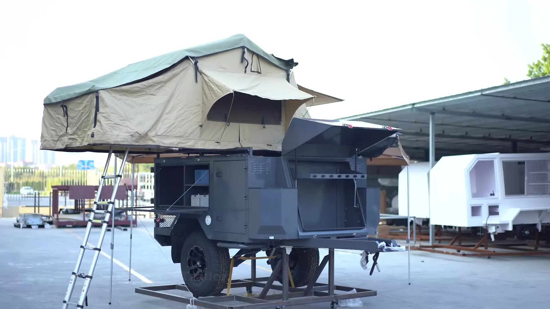 Ecocampor Small Toy Hauler Utility Travel Trailer for sale