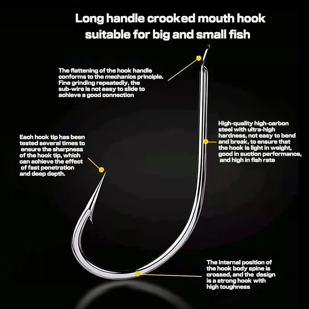 

100pcs/Box 3#-12# Fishing Hooks High Carbon Steel Single Hook No Eye Carp Catfish Fishing Tackle Jig Fishhook Barbed Outdoor