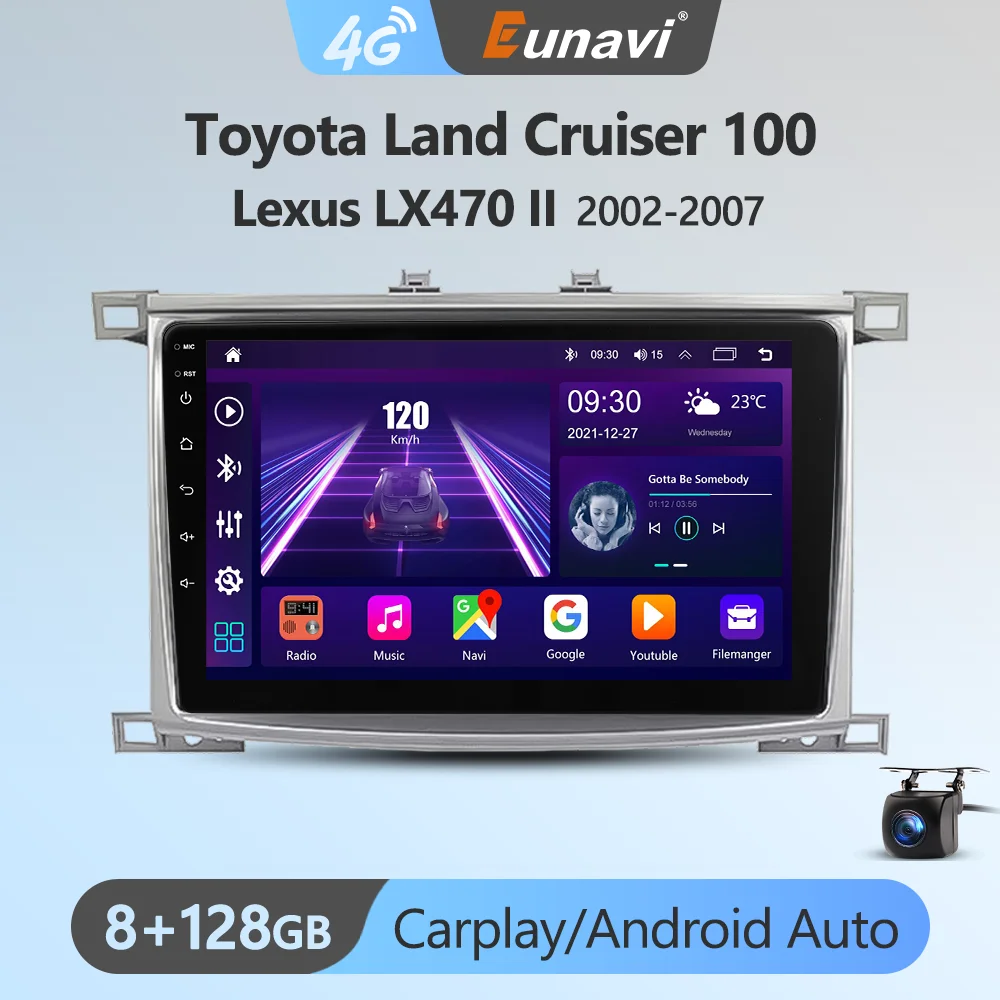 

Eunavi 4G 2DIN Android Auto Radio GPS For Toyota Land Cruiser 100 For Lexus LX470 2002-2007 Car Multimedia Video Player Carplay