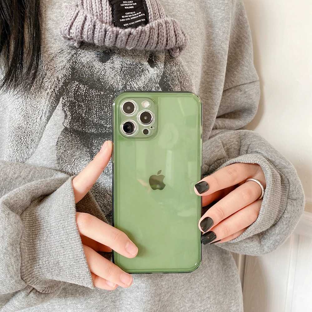 

Tobebest Emerald Green Premium Gray Clear Phone Cases for iPhone 13 12 11 Pro Max X XS XR 7 8 Plus 12mini Soft TPU Cover
