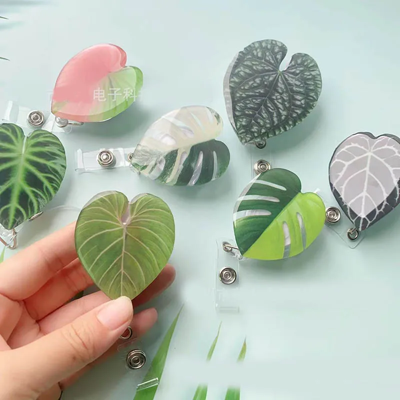 

Retractable Badge New Clip The Leaves Nurse Rotating Holder Name Badge Alligator Simulation 360 With Reel Holder