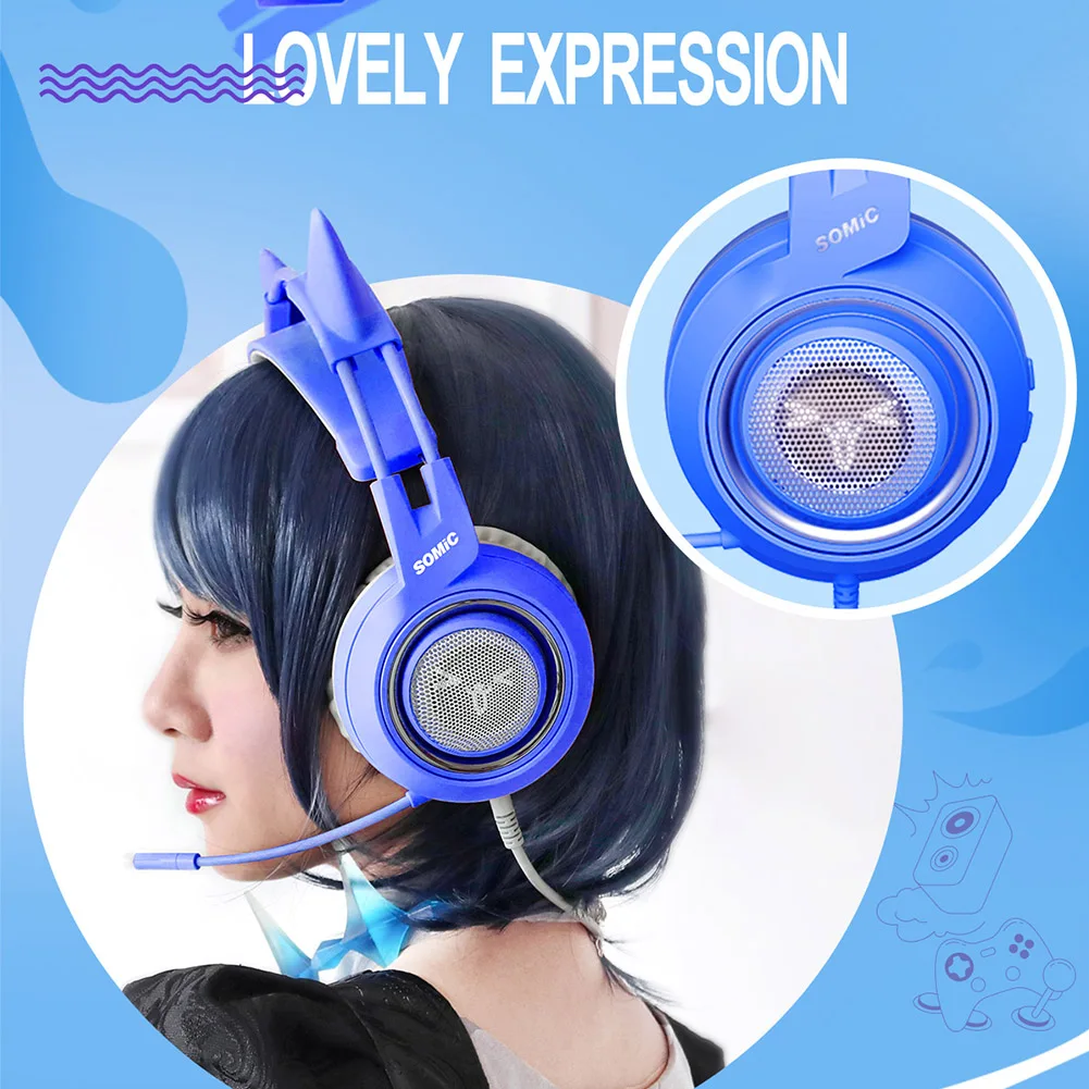 

Проводная игровая стереогарнитура в подарок, универсальные компьютерные аксессуары, телефоны со съемными кошачьими ушками и микрофоном, м...