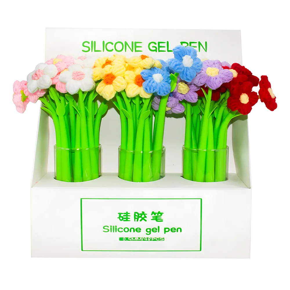 Новинка необычные шерстяные ручки с цветком ромашки 3D письменные Kawaii для девочек