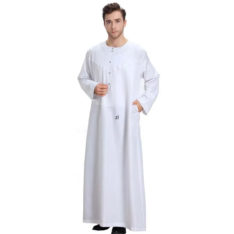Ramadan Muslim Arab Middle East Long Sleeve Solid Color Men's Robe Spring Summer 2022 Kaftan Moroccan Saudi Vestidos Djellaba