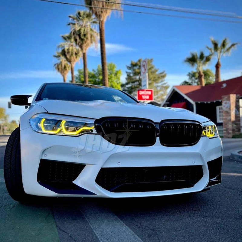 Фото Желтый янтарный светодиодный комплект DRL «ангельские глазки» для BMW 5 серии M5 F90 G30 G31 G38 G32 2017-2020, адаптивная светодиодная фара 63117214939 №4