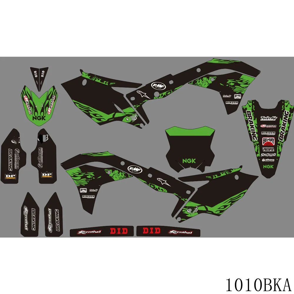 

Full Graphics Decals Stickers Motorcycle Background Custom Number For KAWASAKI KXF250 KXF 250 KX 250F 2017 2018 2019 2020