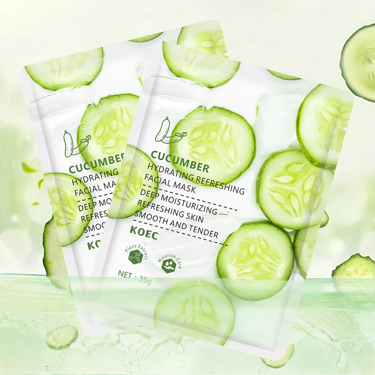 

5PCS Cucumber Hydrating Refreshing Facial Mask Aloe Vera Deep Hydrating Soothing Moisturizing Skin Repair Dry Skin Face Care