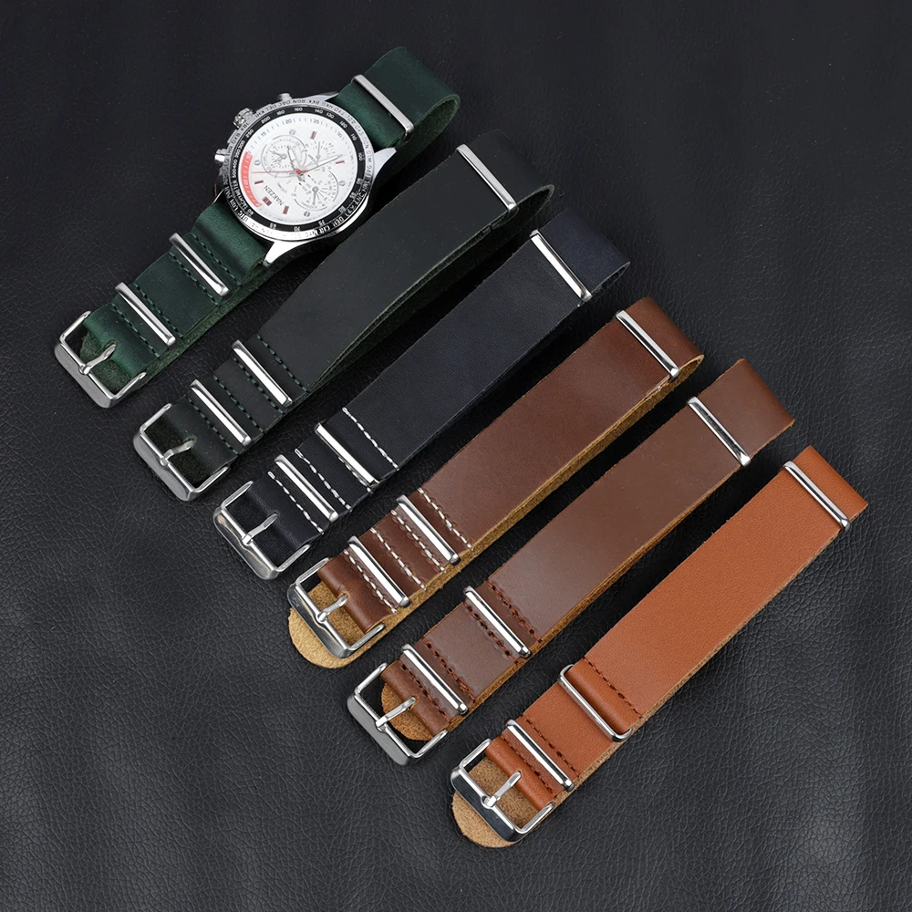 Men Watch Band Genuine Leather Watch Strap Black Brown Coffee Calfskin Military Wristband Bracelet 18mm 20mm 22mm 24mm