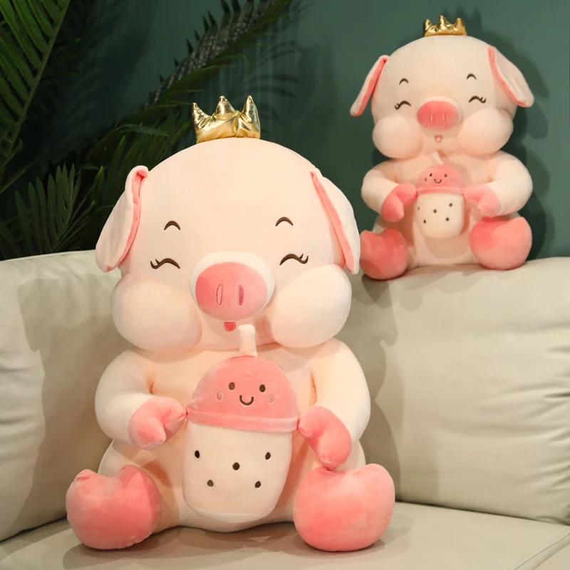 

Мягкая набивная розовая свинка, 1 шт., 35-65 см, подушка для куклы, Свинка с фруктами, пузырьки, чай, плюшевая игрушка, кавайный подарок для детей