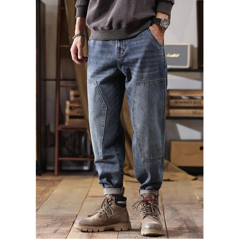 Men Clothing 2022 New Pattern Recreational Vintage Blue Jeans Straight Cylinder Loose Men's Cargo Pants Autumn and Winter Female