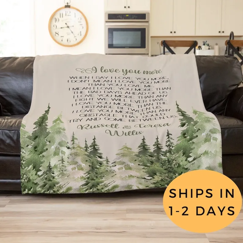 

I Love You More Blanket, Love You More, Personalized Blanket For Wedding, Custom Blanket Wedding, Valentines Day Gift, Anniversa