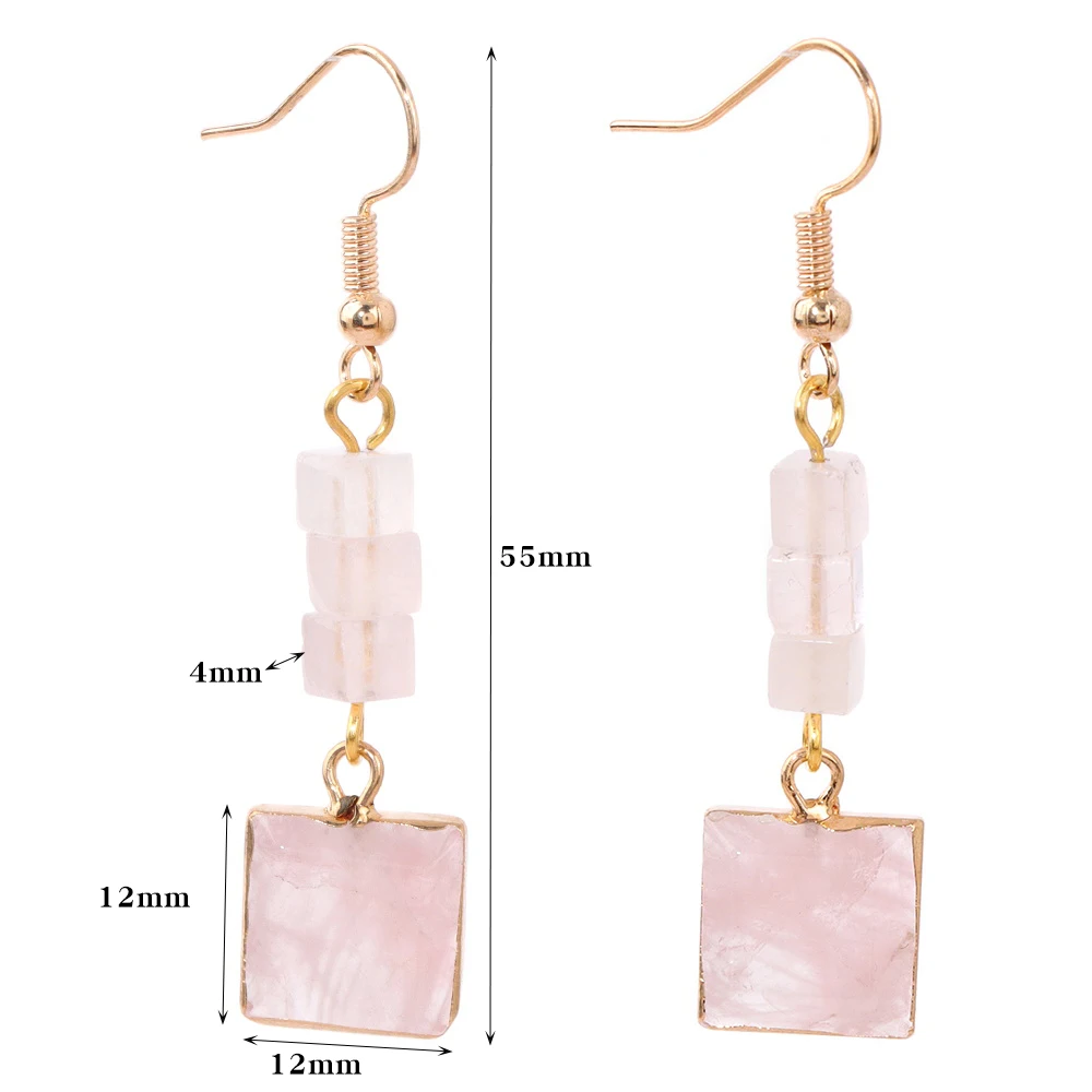 Модные квадратные серьги-подвески с камнями из натурального амазонита кварца