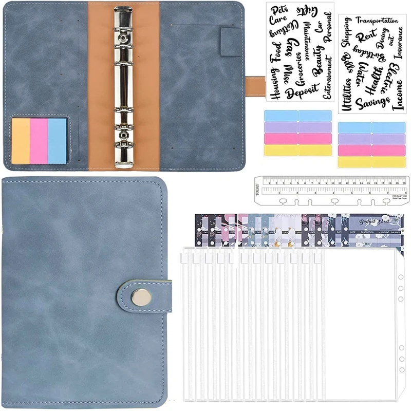 

Ring Binder A6, Book Binding Notebook Folders With Plastic Money Envelopes Organizer Binder Covers, Budget Sheets