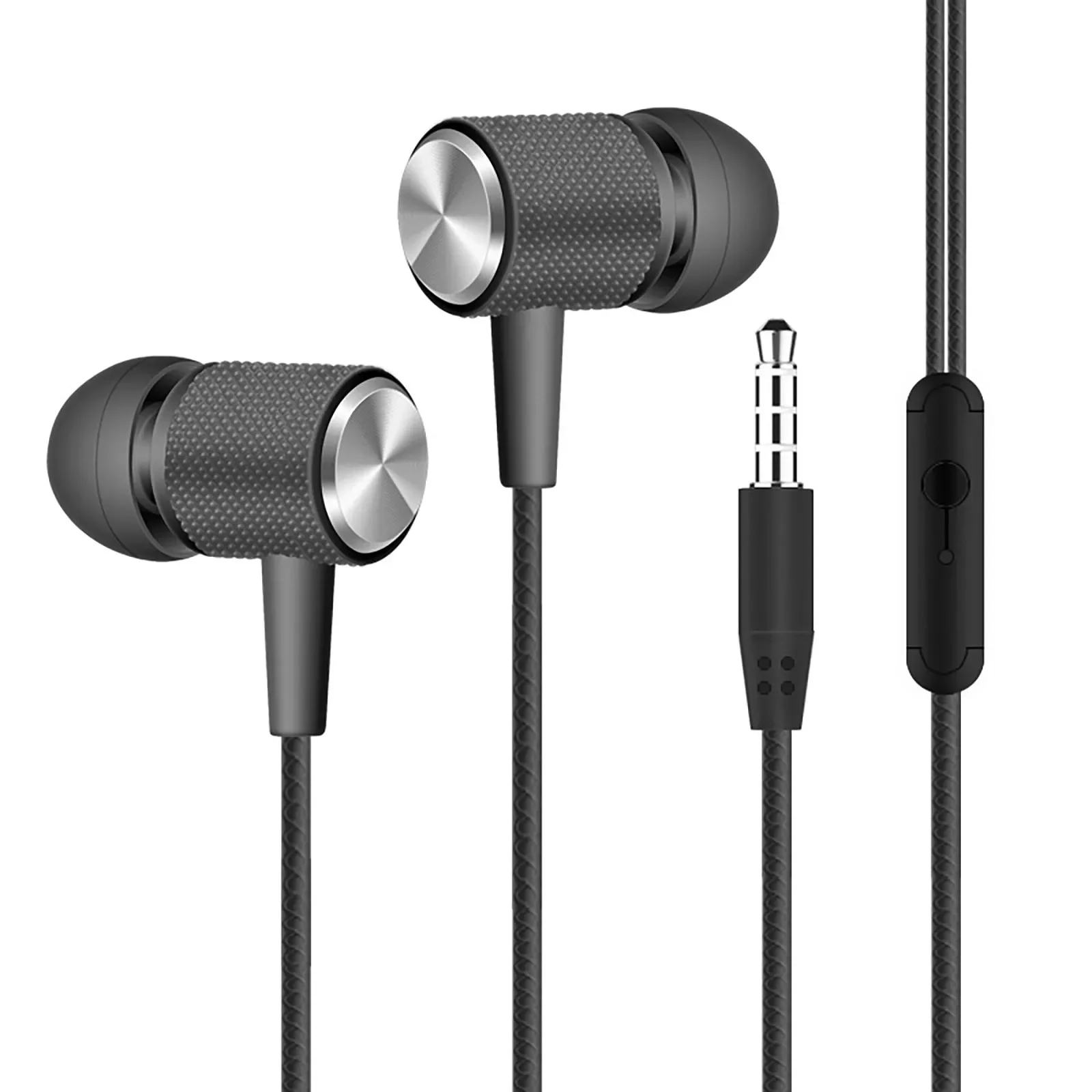 

Wired Headphones In-ear Headset Braided Cord With Microphone 3.5mm Jack Bass Stereo Wired Control Sports Earphone For Phone