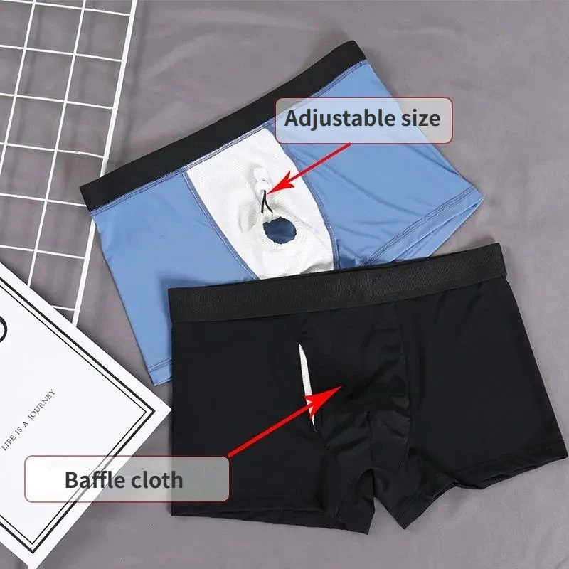 Man Penis Pouch Underwear Front Open Boxers Expose Hole Sheath Trunks Foreskin Enhancing Sexy Bulge Lingerie Health Care Glan