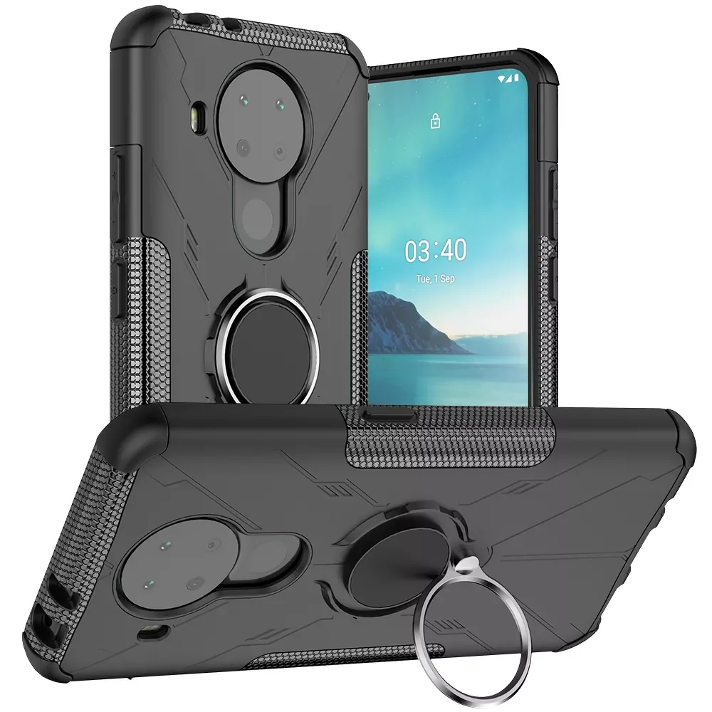 

Soft TPU with Hard PC Ring Holder Armor Cover For Nokia 2.4 3.4 5.4 C30 G20 G10 C10 C20 G21 G11