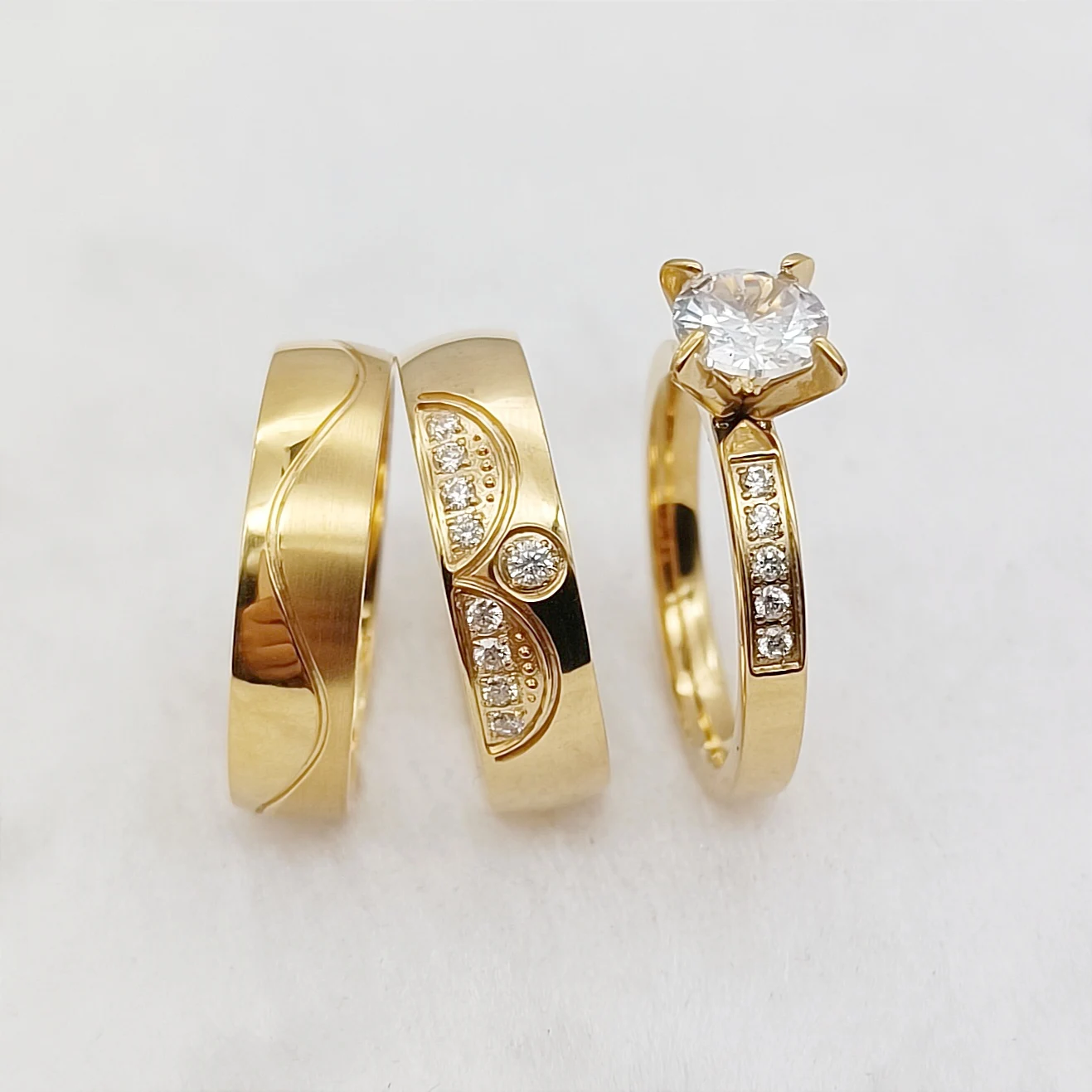 

Европейский дизайн в виде короны, 3 шт., свадебное украшение для мужчин и женщин, позолоченное ювелирное изделие 18 карат, кольцо на годовщину для пар