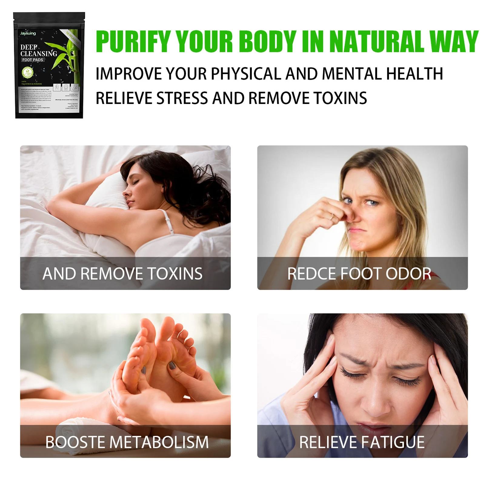 

Herbal Deep Cleansing Foot Pads Natural Bamboo Foot Patch For Deep Sleep Stress Relief Body Feet Care Better Sleep Soothing