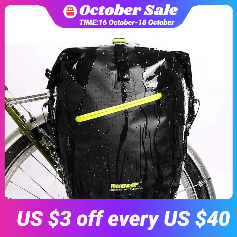 

Rhinowalk Bike Rack Bag 25L Waterproof Bike Bag Quick Release Bike Pannier Bag Cycling Promend Bag Bicycle Luggage Bags