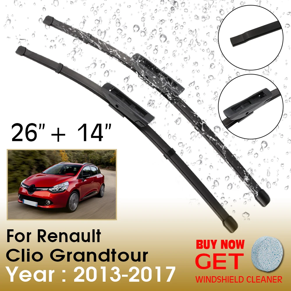 

Car Wiper Blade For Renault Clio Grandtour 26"+14" 2013-2017 Front Window Windscreen Windshield Wipers Blades Accessories