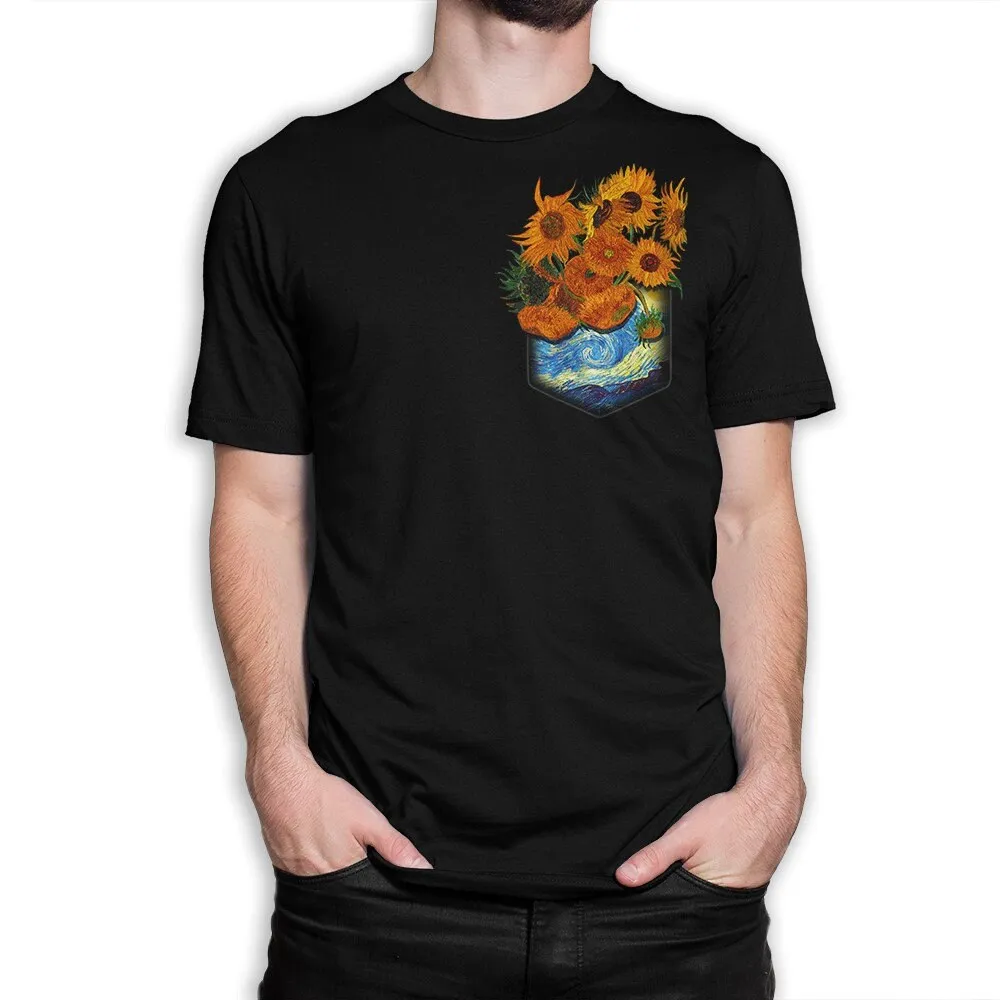 Футболка с карманами Подсолнухи Ван Гога в звездной ночи размеры Wtb 014