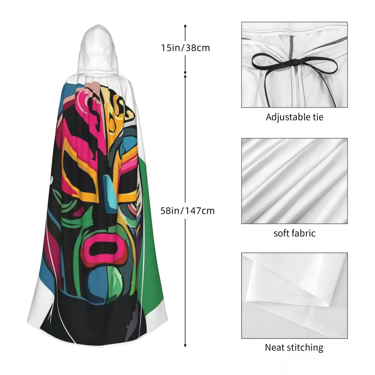 Лучо и его борьба Длинная накидка с капюшоном ведьма средневековый костюм