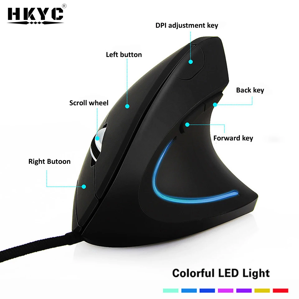 

Wired Right Hand Vertical Mouse Ergonomic Gaming Mouse 800 1200 1600 DPI USB Optical Wrist Healthy Mice Mause For PC Computer