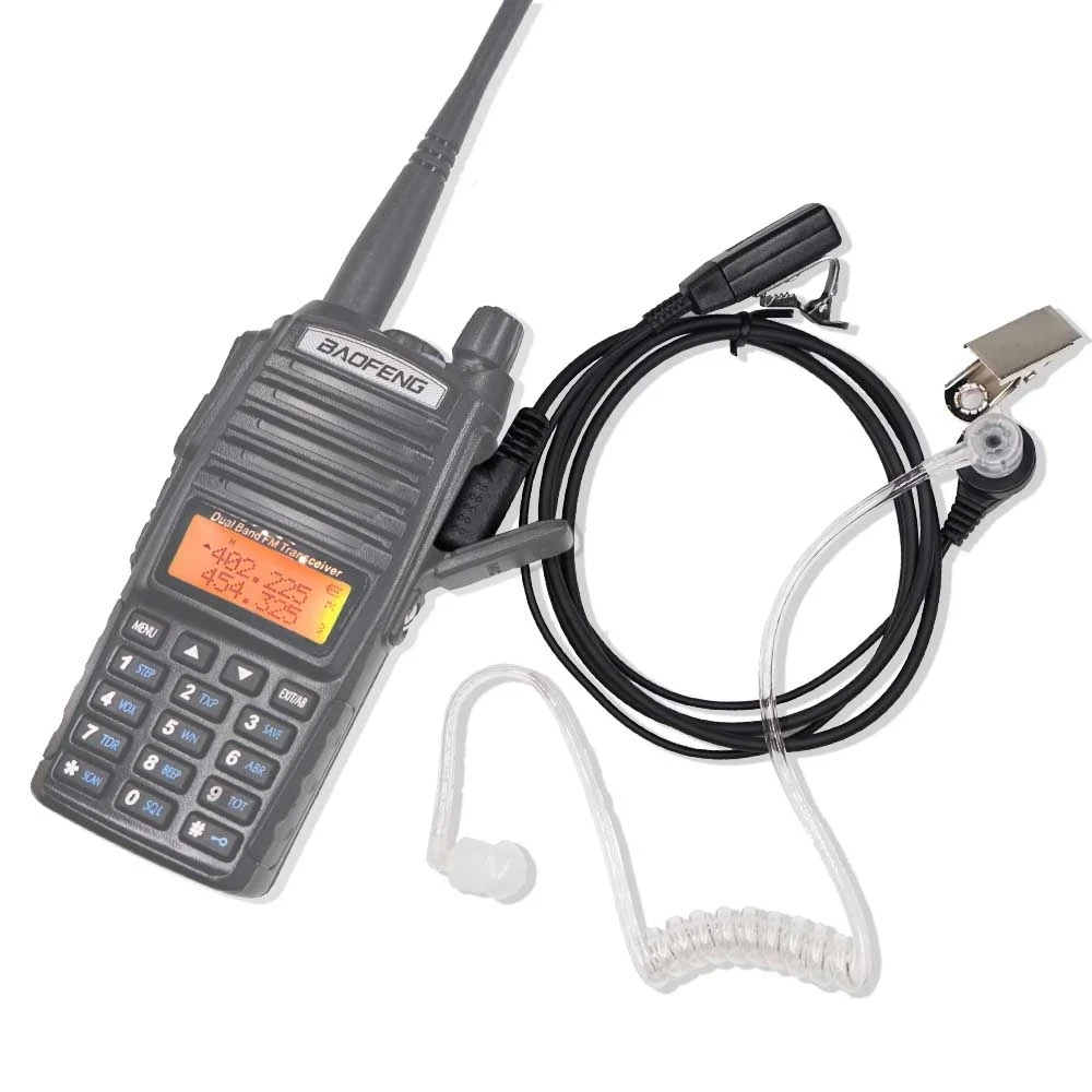 air acoustic tube headset for walkie talkie baofeng radio k port earphone ptt with microphone for uv 5r 888s earbuds earpiece free global shipping