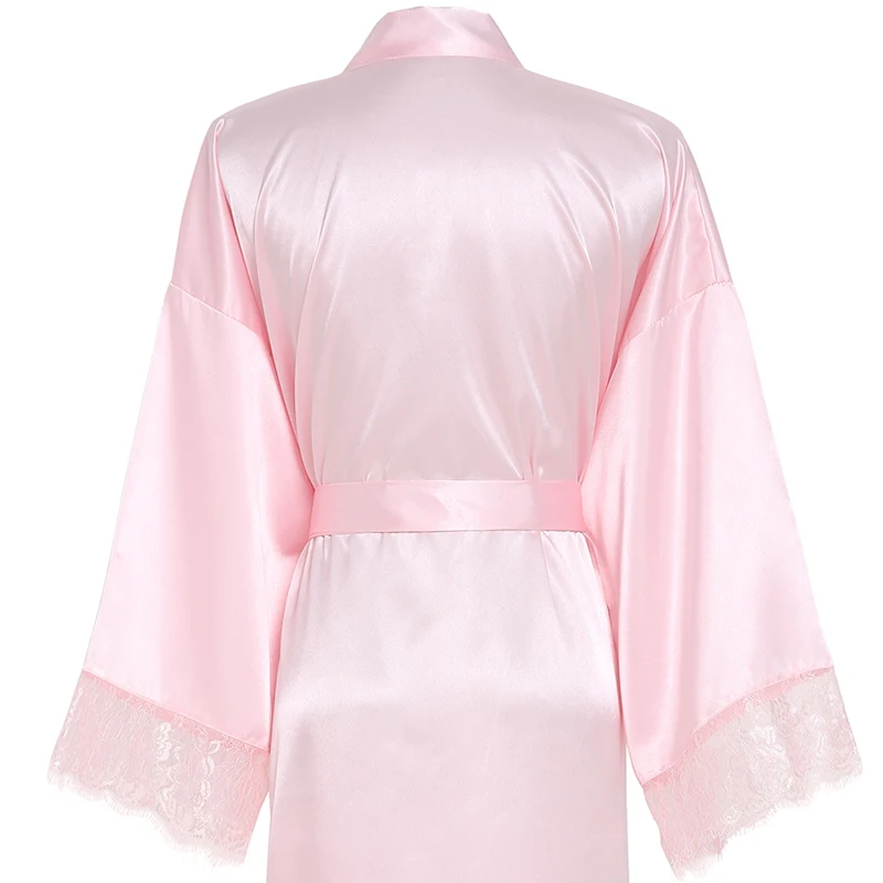 Bridesmaid Robes Long Silk Satin Robe w/ Lace Robe Bridal Wedding Robe Sleepwear Bathrobe Long Gowns for Women purple