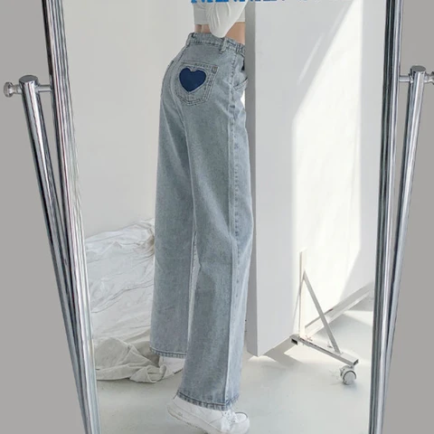 Jeans Women Vintage High Waist Preppy Korean Style Full Length Trousers All-match Loose Soft Streetwear Simple Retro Ulzzang Ins