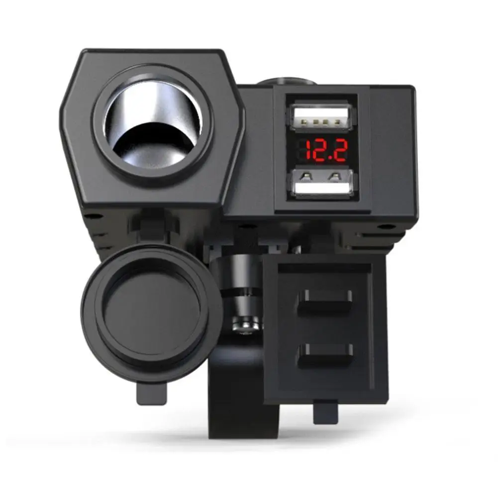 

Waterproof Dual USB Motorcycle Cigarette Lighter Socket ATV Scooter Splitter Port 12V Outlet LED Power Display Adapter Volt