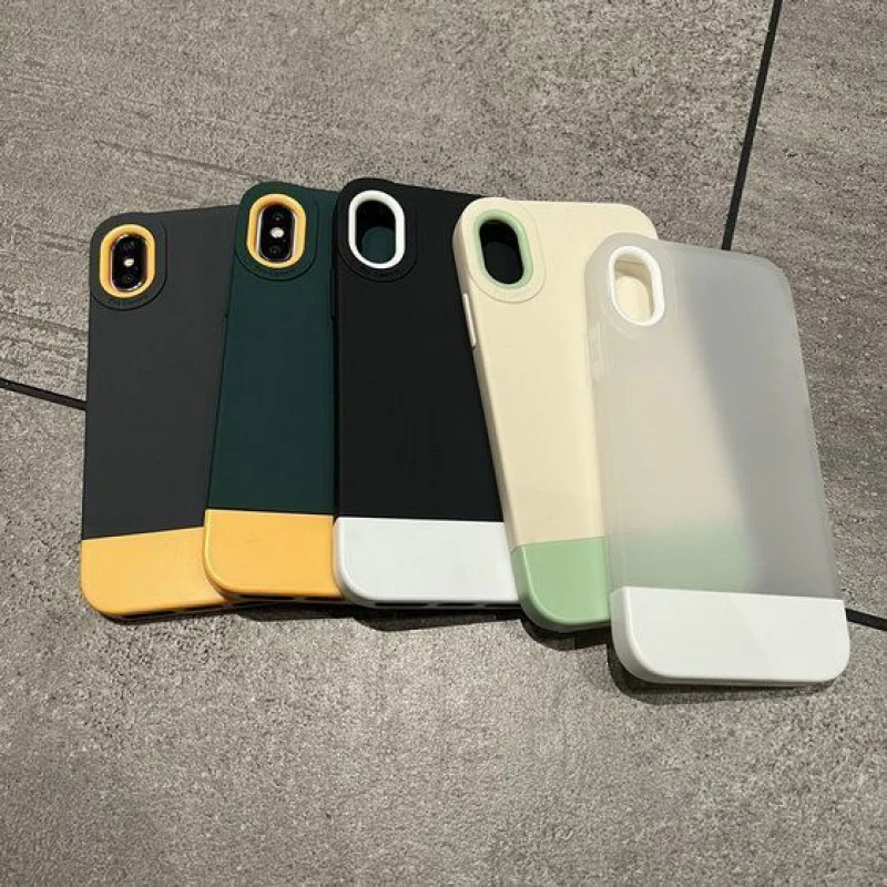 

Simple Summer Contrast Color Right Angle for Iphone11 Stitching Phone Case 13pro Soft Silicone Drop-Resistant XS/XR Couple