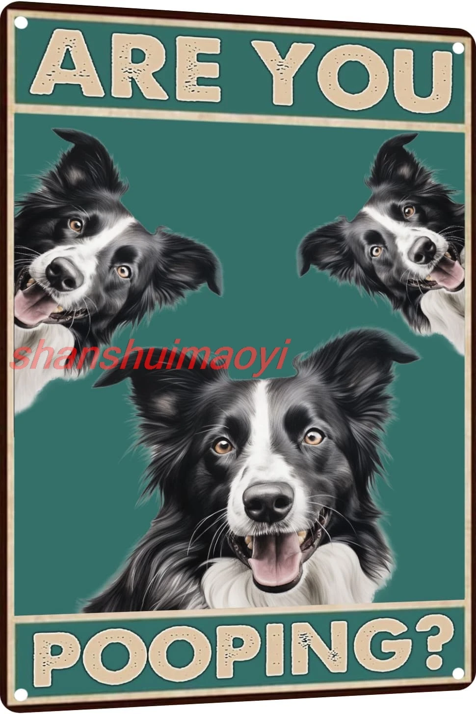 Металлический знак Dog Border Collie Are You Pooping Sign Винтажный забавный Ретро алюминиевые